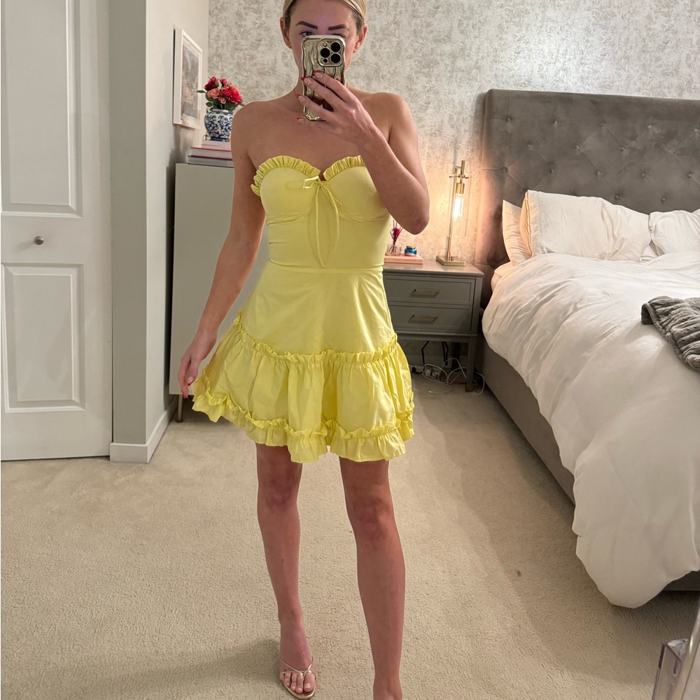 Yellow Strapless Mini Dress